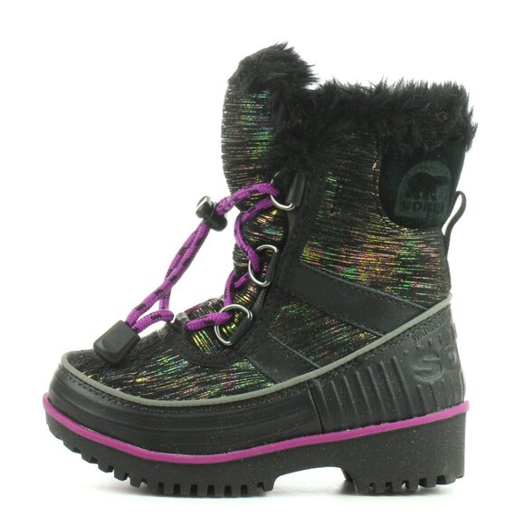 SOREL Tivoli II Children's Boots Black Metallic Warm Waterproof Fleece - Size 8 - Picture 1 of 15